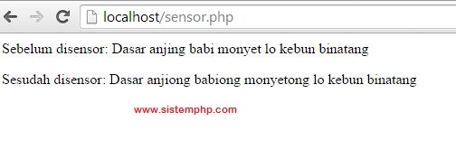Hasil script php sensor kata Hasil script php sensor kata