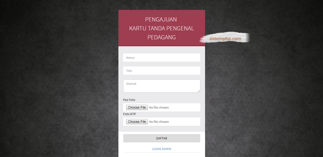 Form Pendaftaran kartu Anggota
