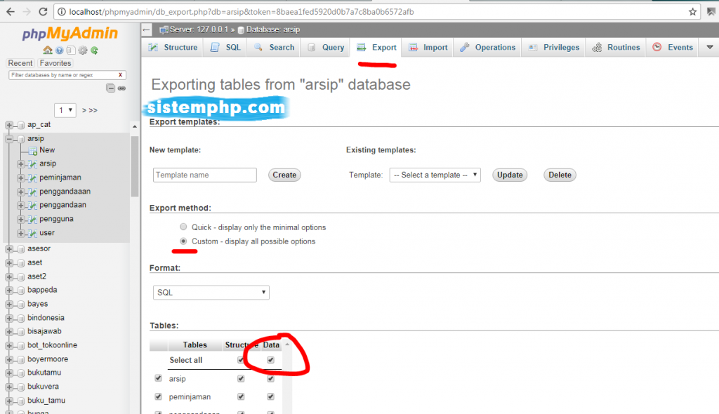 Cara Export Struktur Tabel Pada Database - SISTEMPHP.COM